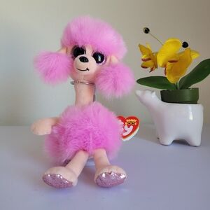 Ty Pink Poodle Plush with Glittery Paws